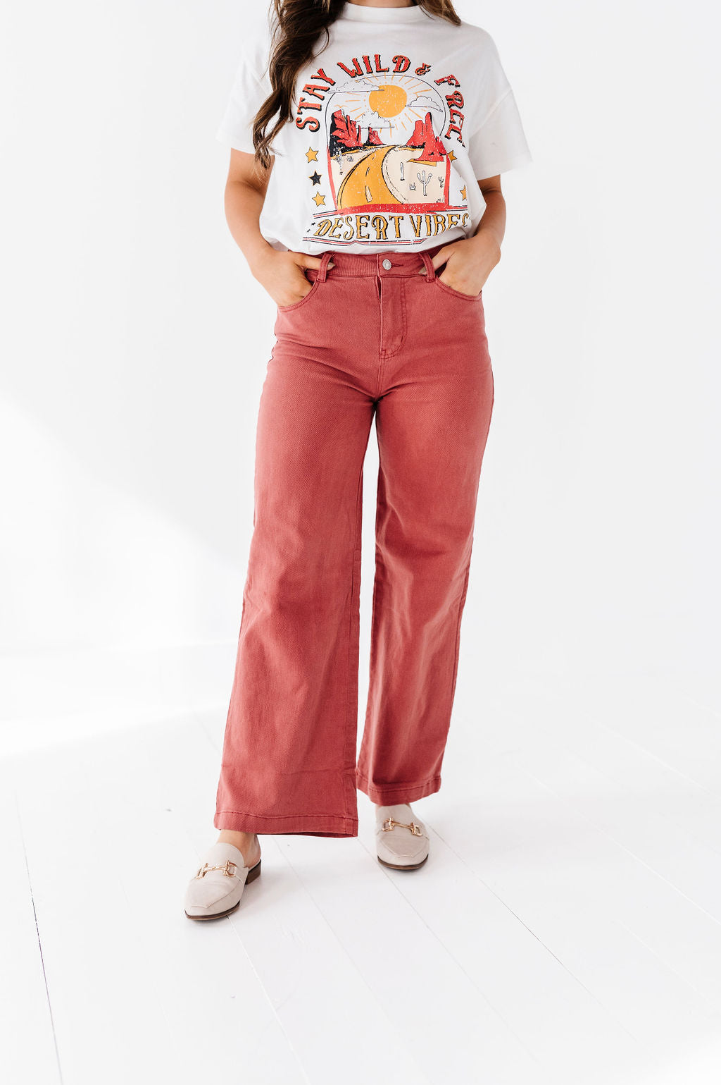 Rudy Wide Leg Jeans in Rust