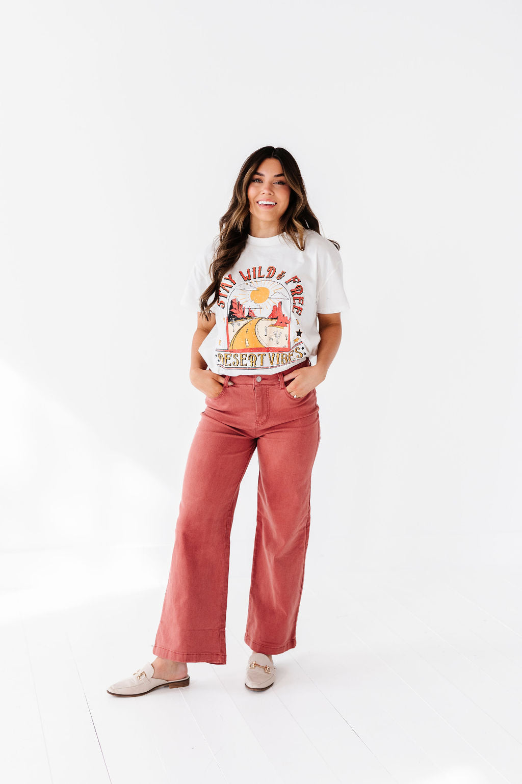 Rudy Wide Leg Jeans in Rust
