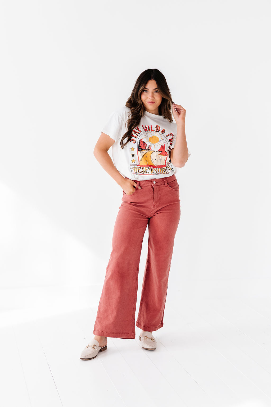 Rudy Wide Leg Jeans in Rust